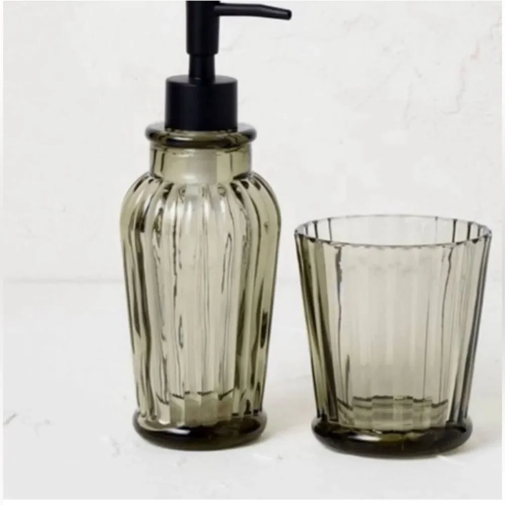 Opalhouse Jungalow Glass Bath Set Cup and Soap Pump